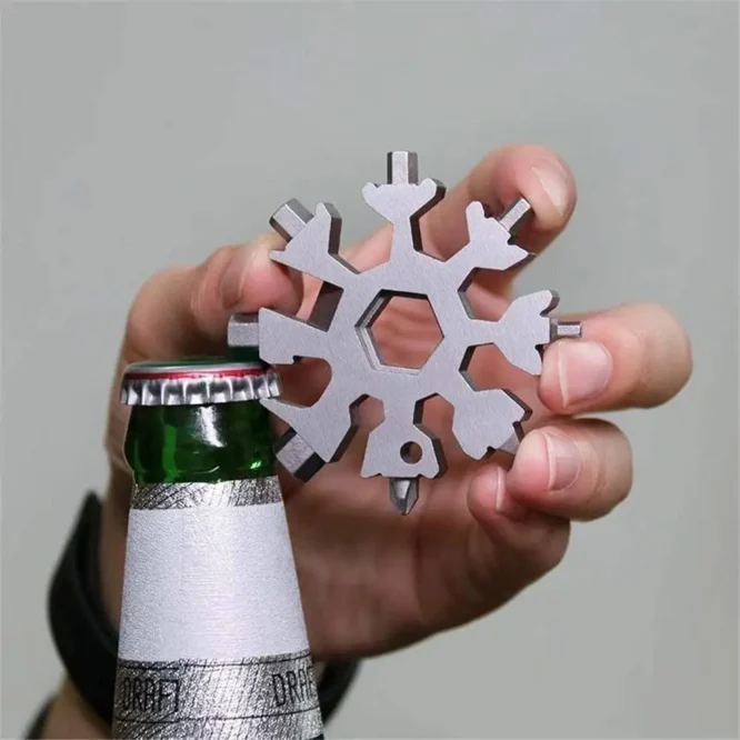 Universal 18-in-1 Snowflake Tool – Stainless Steel EDC Wrench for Travel, Camping & Repairs - Image 4