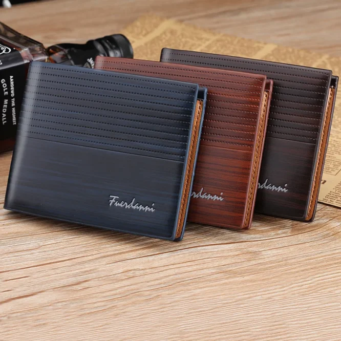 Vintage Men's Wallet Leather Men's Short Wallet Slim Male Purses Money Credit Card Holders Luxury Fashion Pure Color Wallet - Image 2